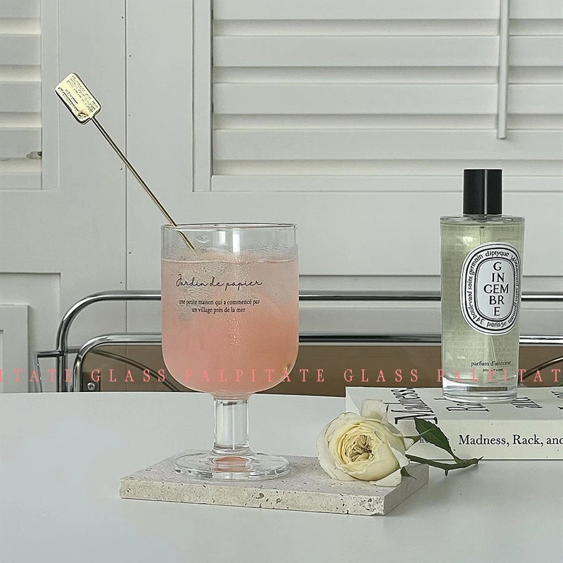 

PALPITATE Ins Goblet Cup Transparent Bantam Glass Wine Iced Coffee Milk Juice Cold Drink Wedding Party Home Decoration Glass Cup