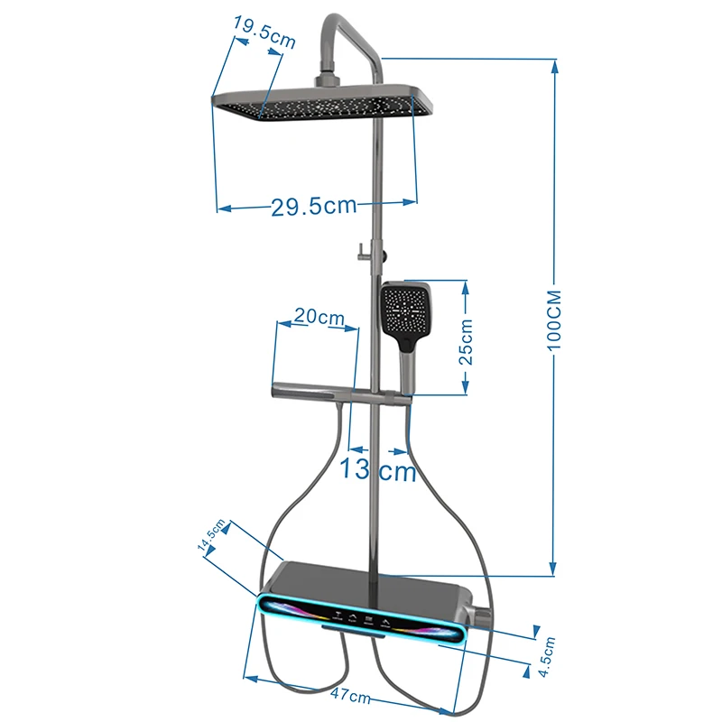 Душевая система BusySink серого цвета из латуни
