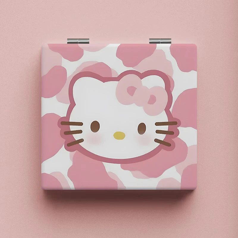 Мини-зеркало для макияжа Saniro Hello Kitty портативное милое двухстороннее складное