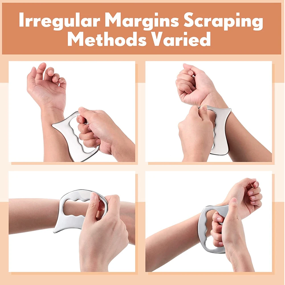 Инструмент для массажа глубоких тканей Гуа Ша из нержавеющей стали ручная ручка