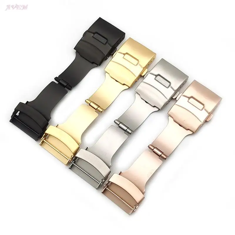 

Stainless Steel Solid Double Push Button Fold Watch Buckle Butterfly Deployment Clasp Watch Strap 16mm 18mm 20mm 22mm 24mm