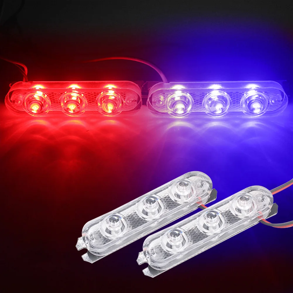 

1 Pair Police Lights Led Strobe Lights Flasher 3 LED Auto Flash Stroboscopes Strobe Light Parking Signal Light Emergency Warning