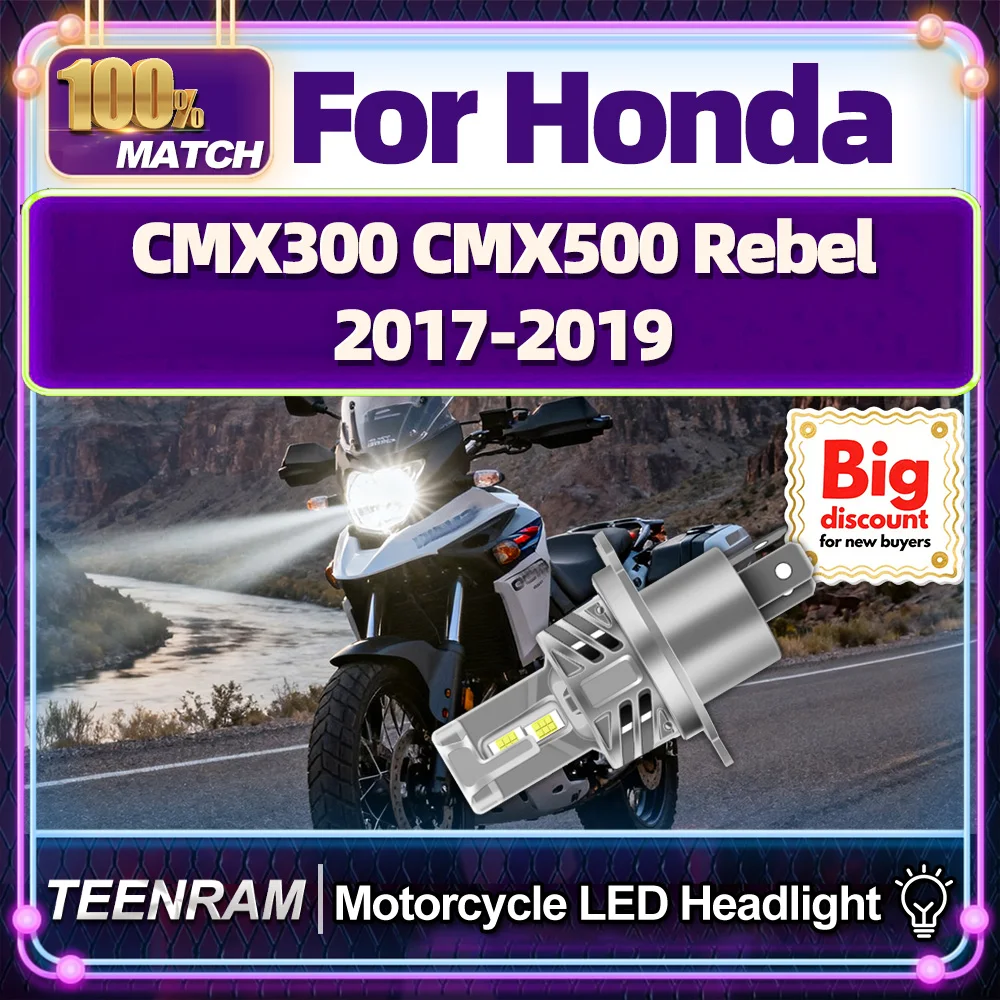 Фото TEENRAM для Honda CMX300 CMX500 Rebel 2017 2018 2019 мотоциклетные светодиодные лампы для фар 150 Вт Hi/Lo мотоциклетные ампулы для фар №1