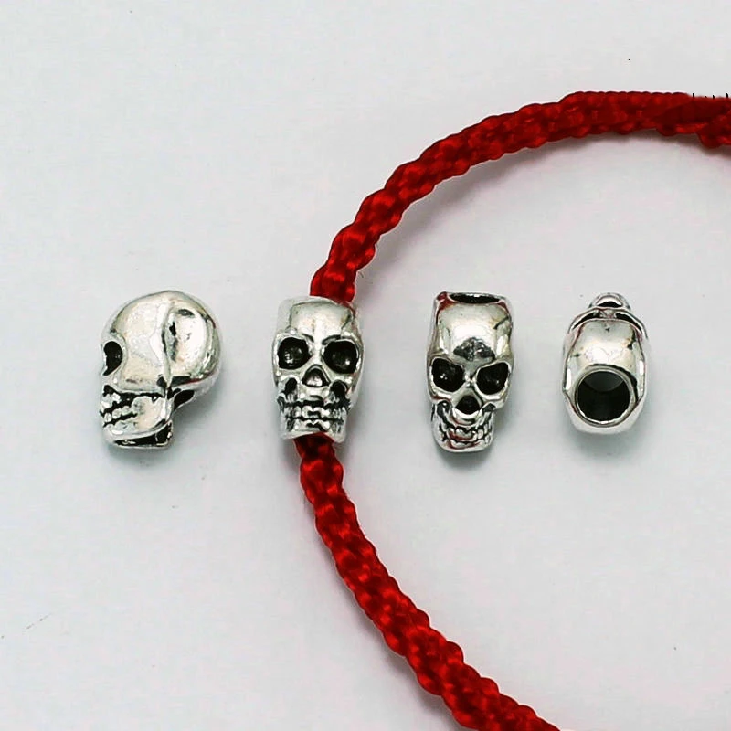 Металлические бусины в форме черепа с большим отверстием 10 шт.