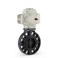 water flow control upvc wafer type electric motorized actuator butterfly valve
