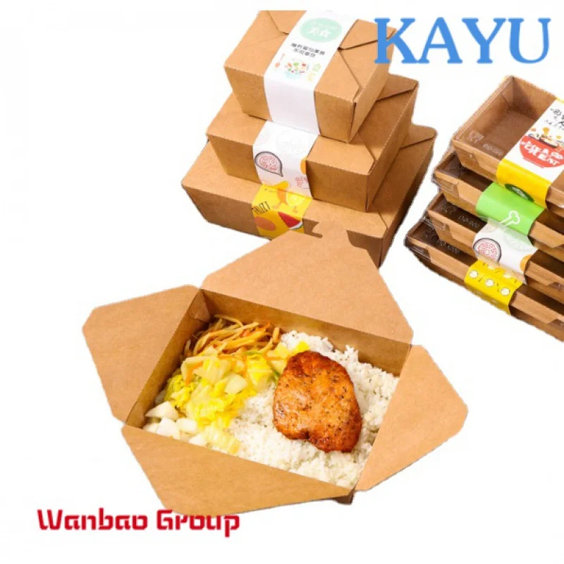 Factory direct sales PLA take away paper coffee cup sugarcane box fast food bagasse takeaway boxes stock