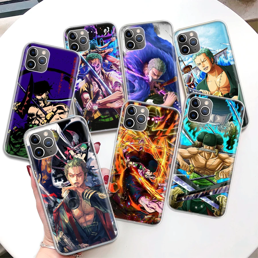 

Roronoa Zoro One Piece Coque Phone Case For iPhone 11 Pro Max 12 Mini 13 7 8 Plus X XR XS SE 2020 6 6S 5 5S Apple Soft Cover