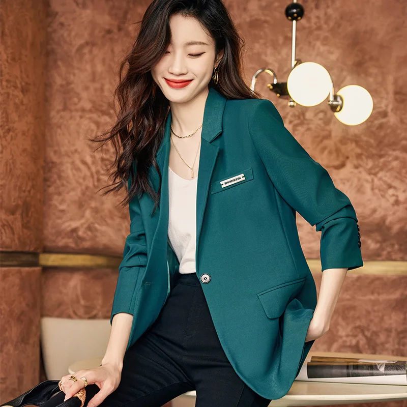 Korean Fashion Spring Notched Blazer Women Classic All Match Long Sleeve Blazers Office Lady Single Breasted Jackets New