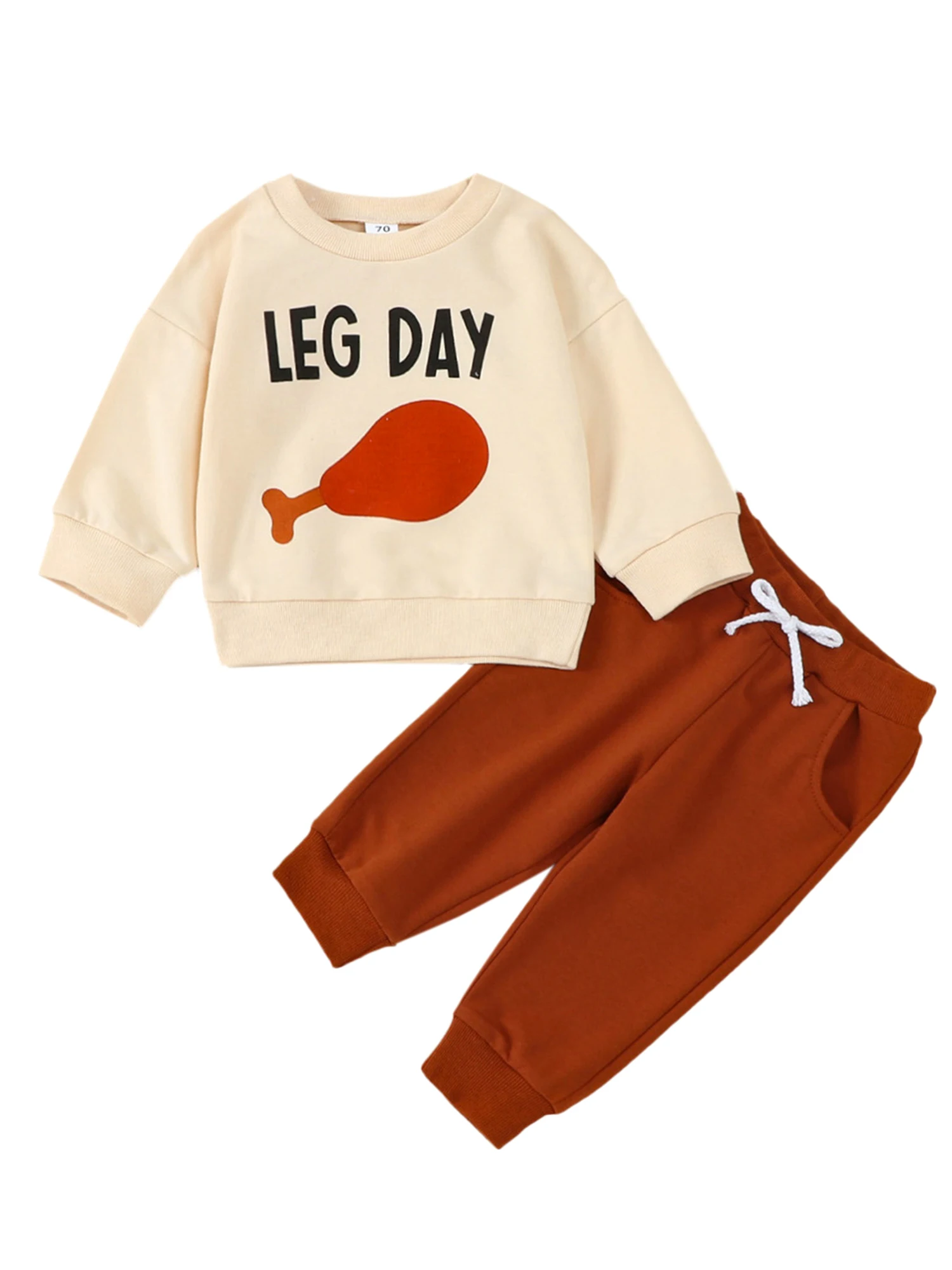 

Adorable Thanksgiving Turkey Print Infant Baby Boy Girl Outfit with Crewneck Sweatshirt Pants and Shirt Set - Perfect