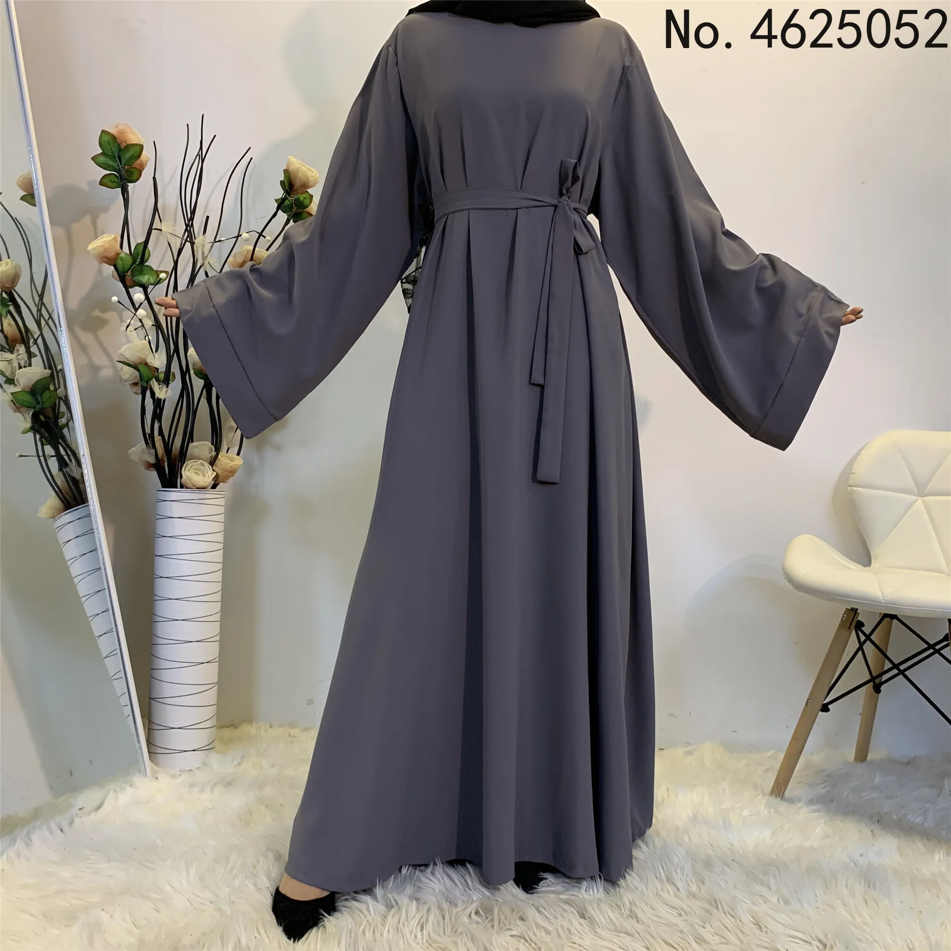 Muslim Fashion Hijab Long Dresses Women With Sashes Solid Color Islam Clothing Abaya African Dresses For Women Musulman Robes