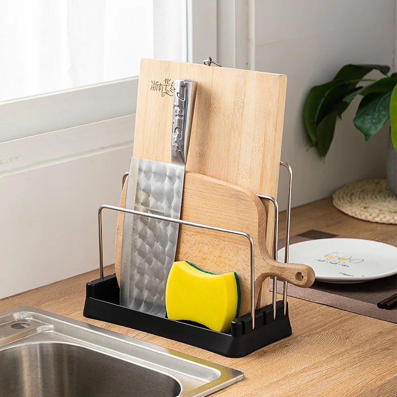 

Kitchen Knife Holder Three-bar Japanese Storage Rack Chopping Board Storage Knife Block Shelf Rack Stand Organizer Accessories