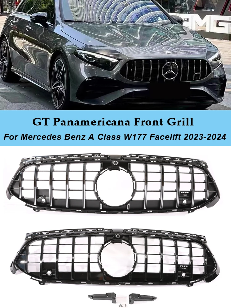 Для Mercedes Benz A Class W177 2023 2024 передняя гоночная релифтинг GT решетка Panamericana радиатора