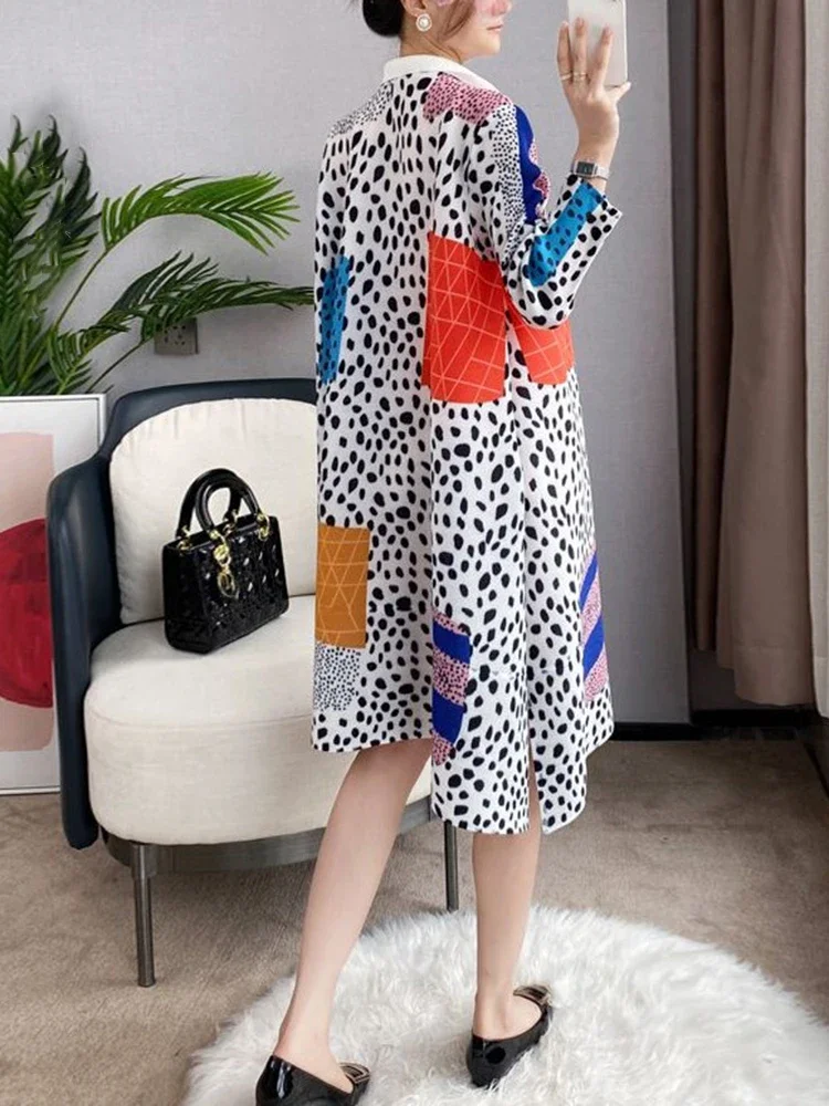 Женское плиссированное платье Мияки Элегантное однобортное милаки с