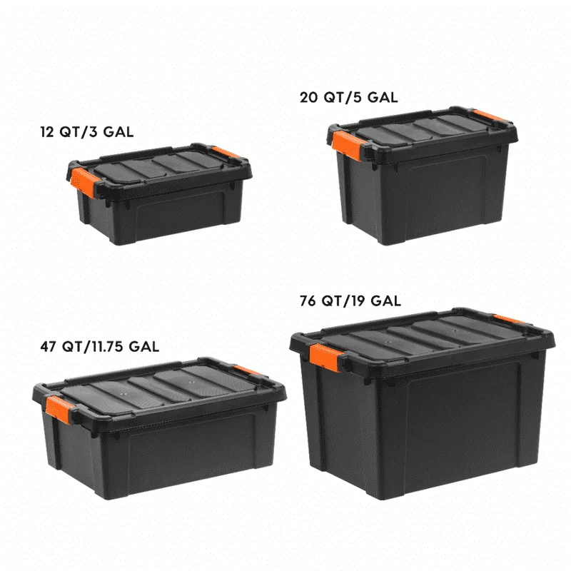 

Create Heavy Duty Extra Large 19 Gallon Black Plastic Storage Box - Perfect for Home or Office Supplies