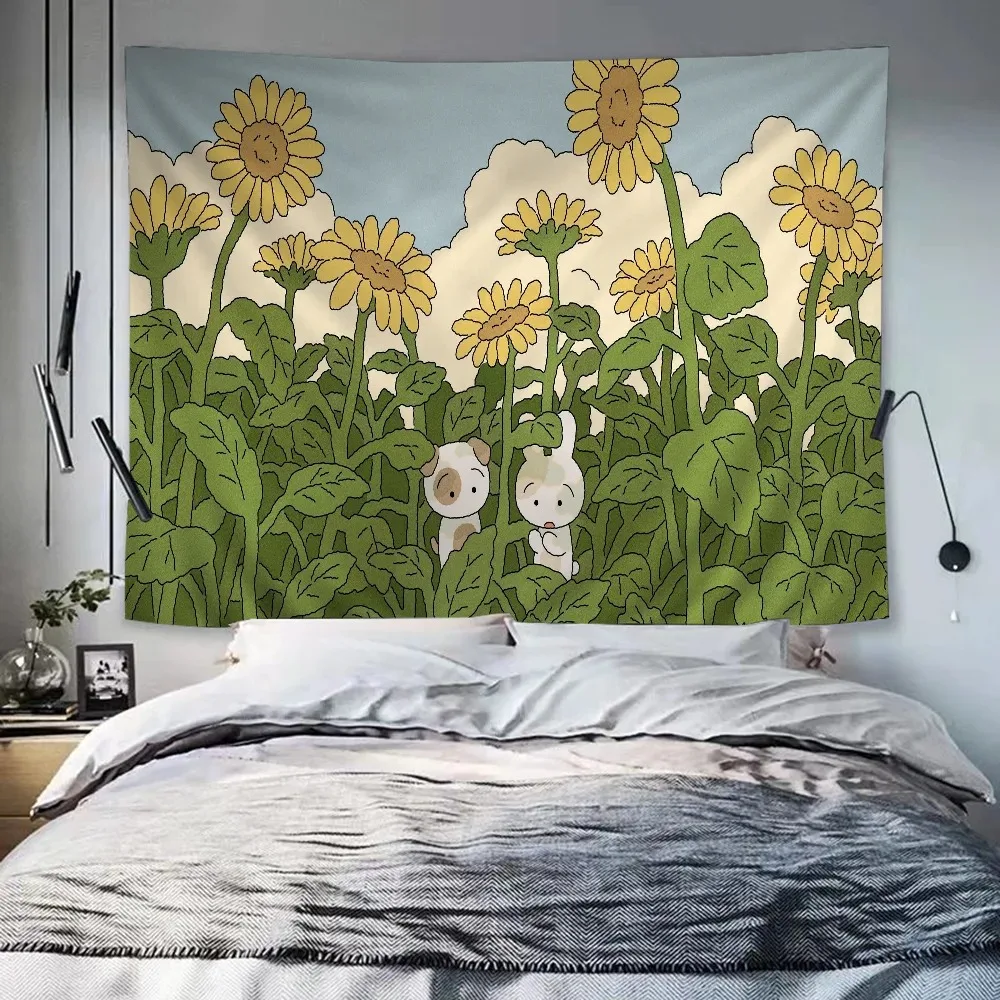 Подвесная ткань с рисунком зеленых растений, милый большой гобелен с милым рисунком, искусство, научная фантастика, искусственная комната церквь и молодежь научная конференция 2009 сергиев посад