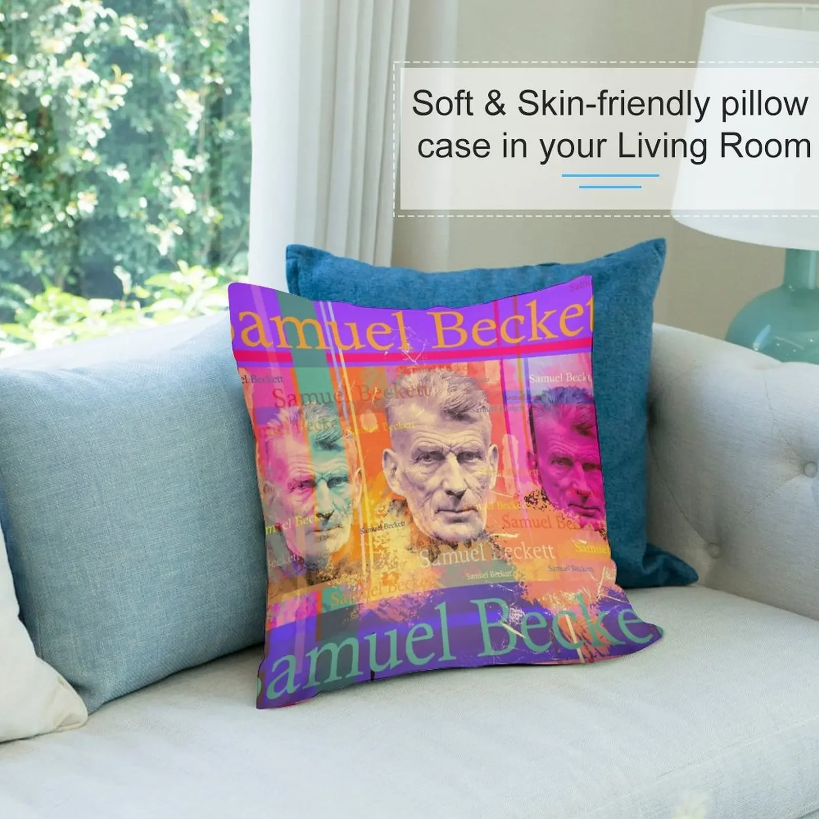 Портрет Сэмюэл Бекнетта эстетика znanego писателя. Декоративная подушка. Чехлы для