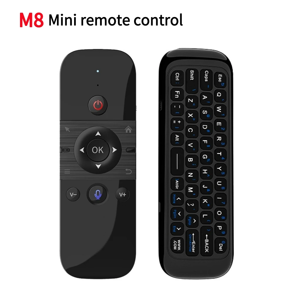 

Air Mouse Voice Control 58 Keys Wireless Keyboard 2 in 1 Remote Controller with USB Receiver Micro USB Charging for Smart TV Box