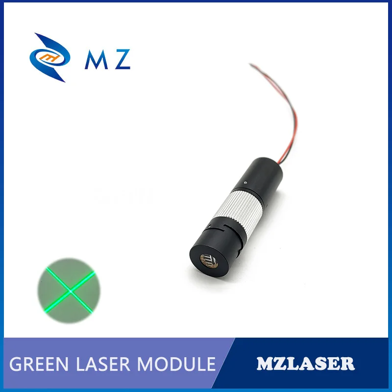 High Quality Adjustable Focusing Powell Lens D16mm 520nm 80mW Green Cross Laser Module (15/58/90 Degrees)