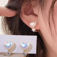 fashion love heart pearls hoop earrings for women zircon earrings daily jewelry gifts