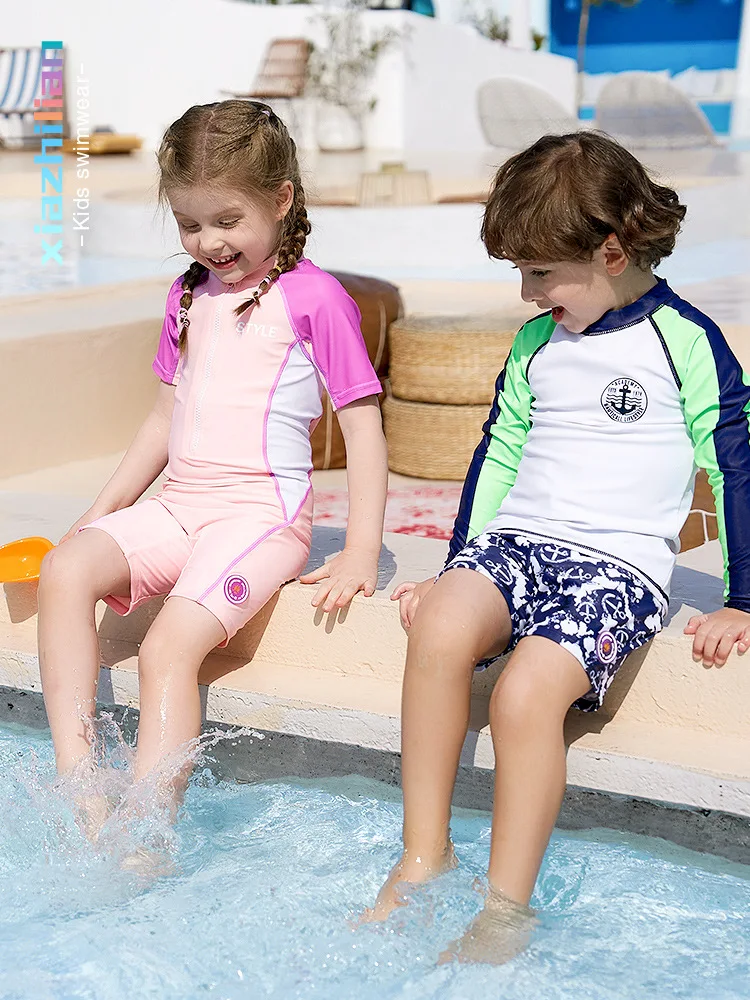 Купальник для мальчиков новинка 2024 детский купальный костюм с длинным рукавом