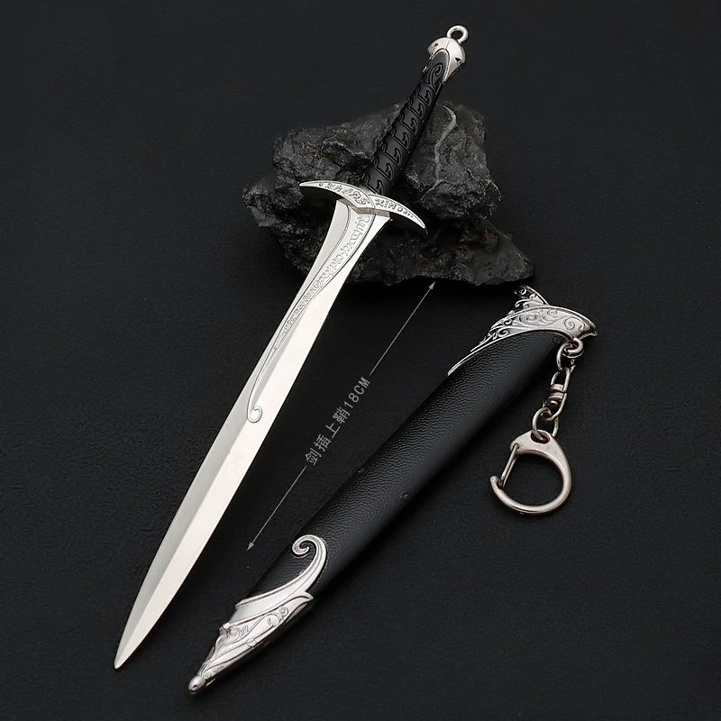 

18cm Sting Sword Gondolin Hobbits Bilbo Baggins Medieval Knight Metal Samurai Sword Weapon Model Keychain Crafts Gifts Toys Boys