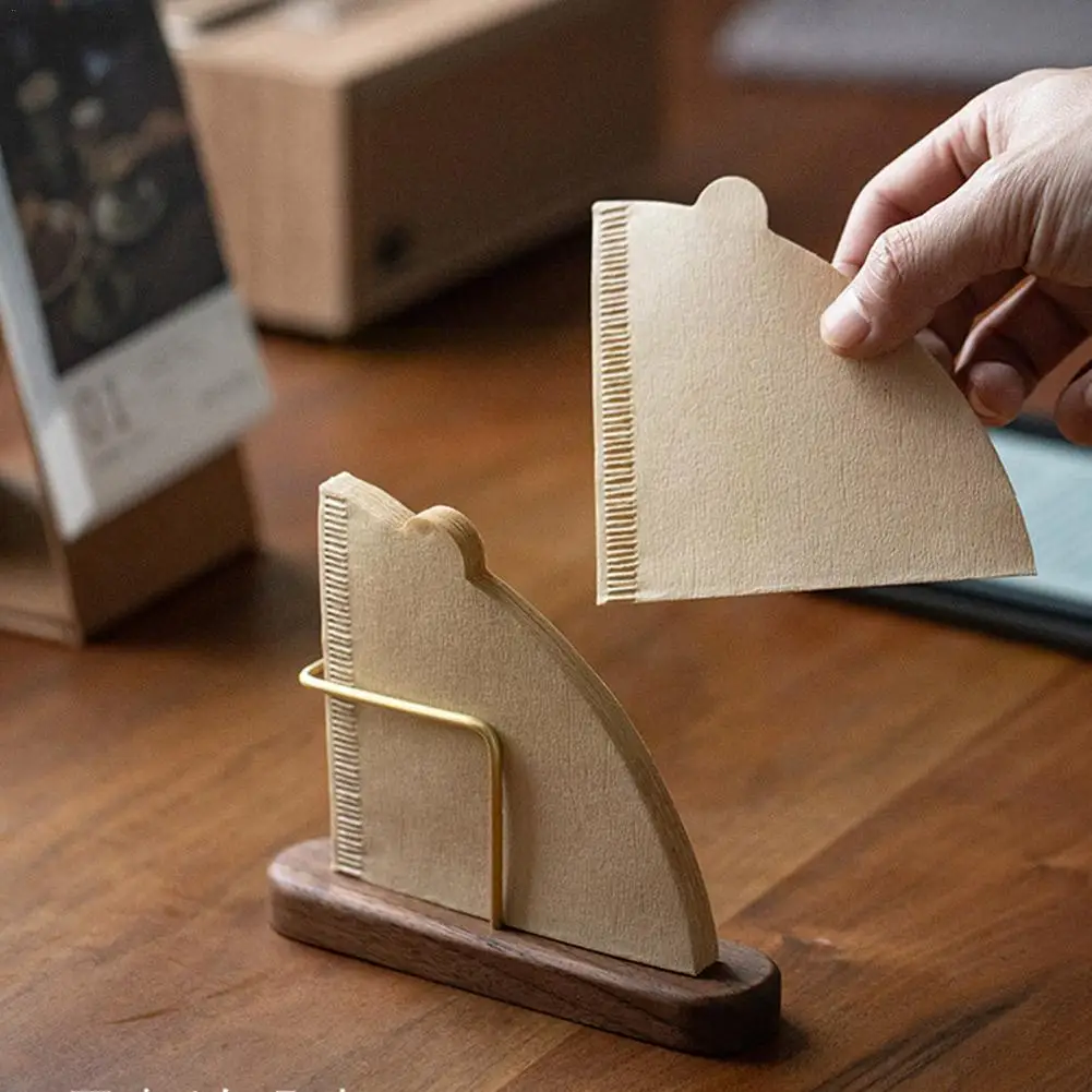 

V-образный держатель для бумажных фильтров из ореха, подставка для кофейных аксессуаров, емкость 60 шт., прочный держатель для бумаги для кофе...