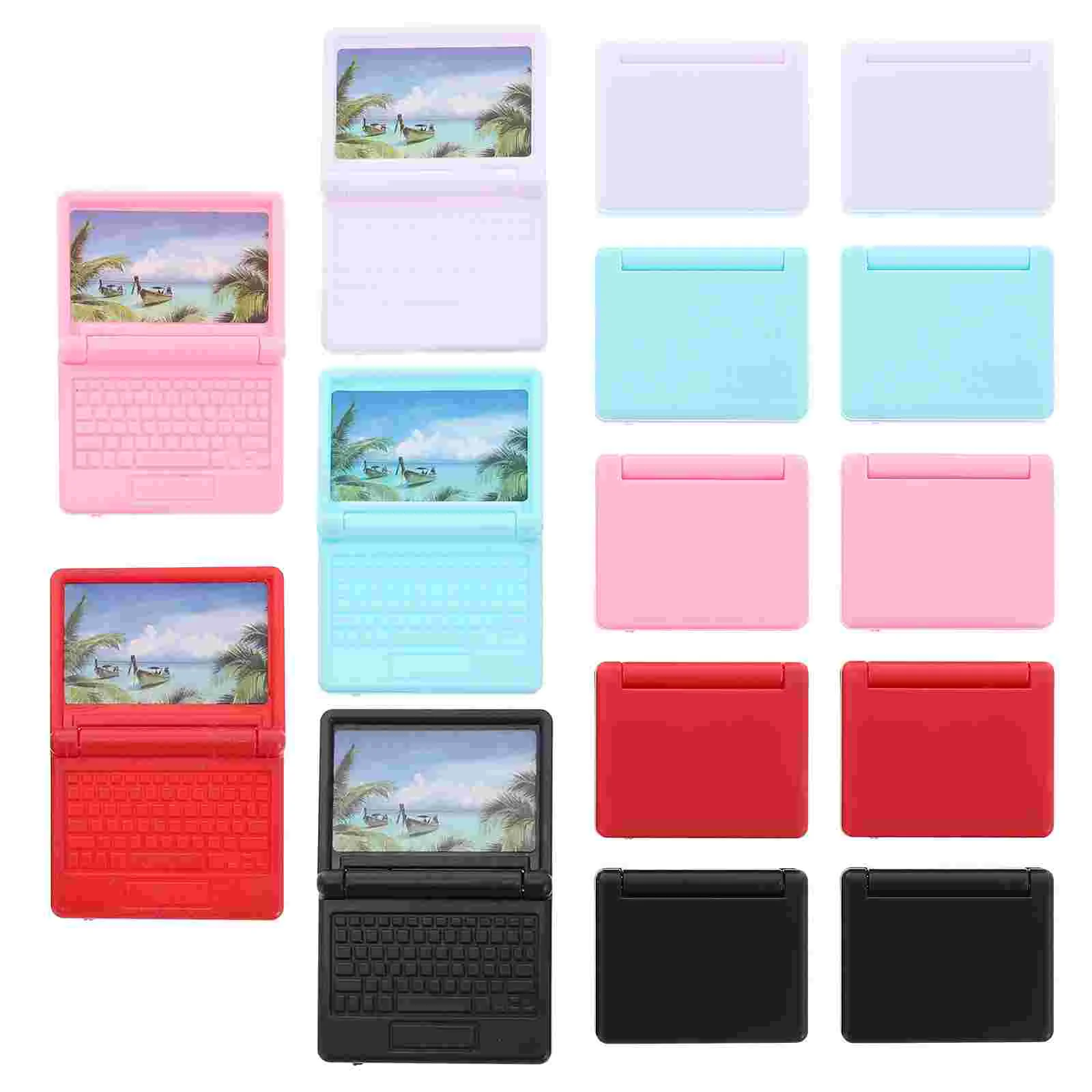 

Laptop Miniature Dollhouse Computer Mini Dolls Doll Model Scene Decor Kid Pretend Play Micro Notebook Accessories Tablet Pc