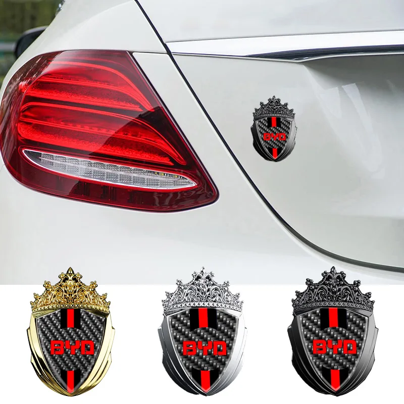 

1PC Metal Alloy Carbon Fibre Crown Car Sticker for BYD Badge Han Song Yuan Qin Surui Tang F3 T3 S7 S8 F3R E5 M6 Auto Side Decals