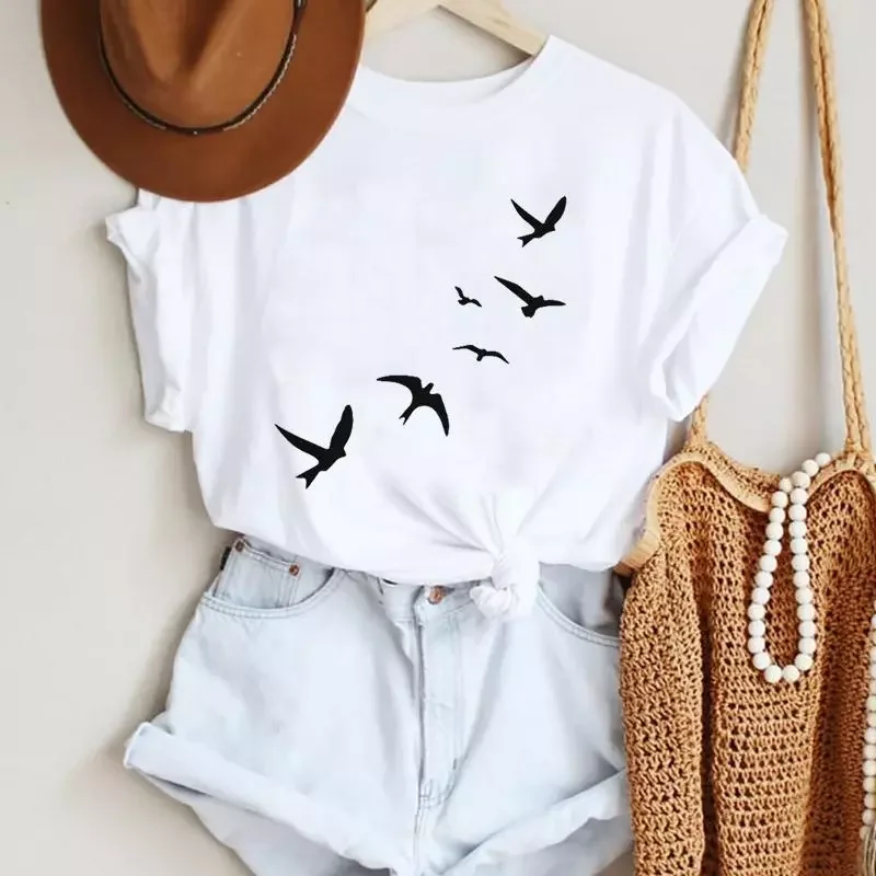 

Cartoon Bird New Lovely Cute Trend 90s Style Fashion Summer Lady Print Tee Graphic T Top Female Tshirts Clothes T-Shirt