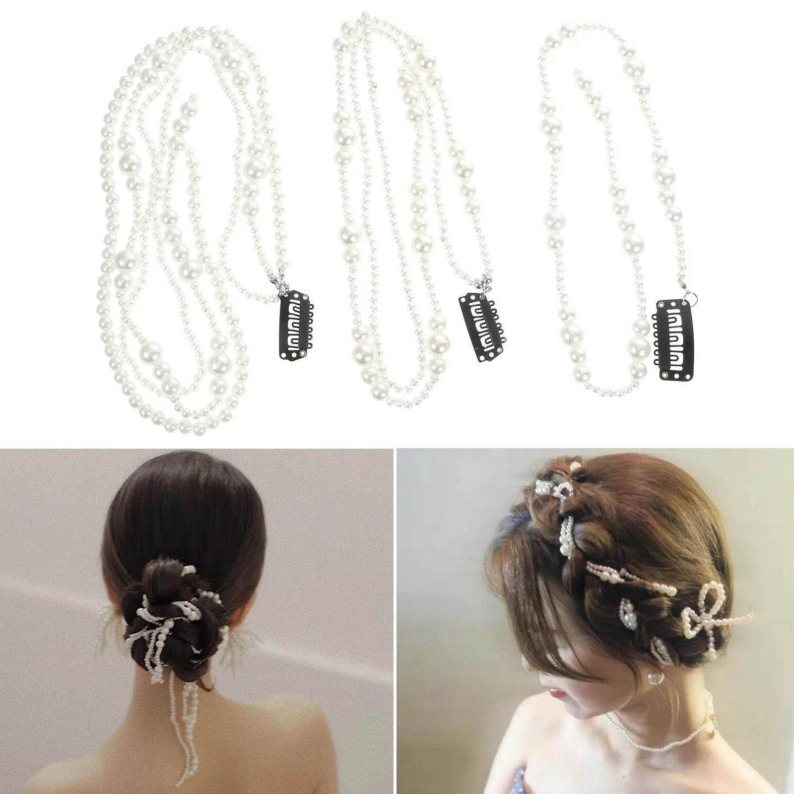 

Festival Wedding Headpiece Pearl Hair Accessories Ponytail Dreadlock Extensions