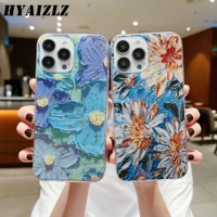 painting flowers back cover for iphone 13 mini 12 11 promax xs xr 7 8 plus se 2020 soft tpu case fashion drawing protect fundas
