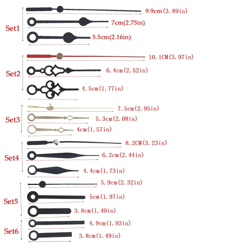 3 Pieces High Torque Long Shaft Quartz Clock Movement Mechanism 6 Pairs of Hands |