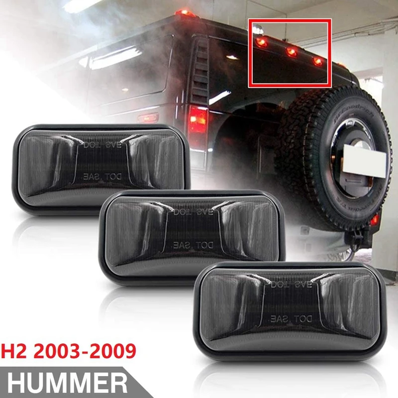 

3Pcs Smoked LED Rear Red Cab Roof Marker Light for Hummer H2 2003-2009 / SUT 2005-2009