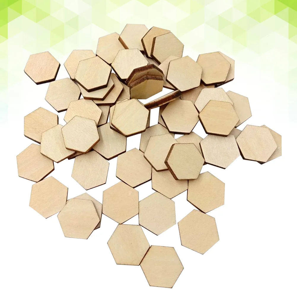 

Wood Hexagon Wooden Pieces Ornaments Slices Blank Unfinished Diy Shapes Tags Shape Hexagonal Slice Chip Hanging Cutouts Gift