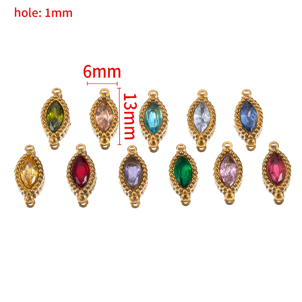 10 шт. овальный кулон из нержавеющей стали с 2 отверстиями циркон форма конского