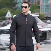 quality plus size men business anti wrinkle long sleeve embroidery shirts large smart casual covered button oversize white shirt