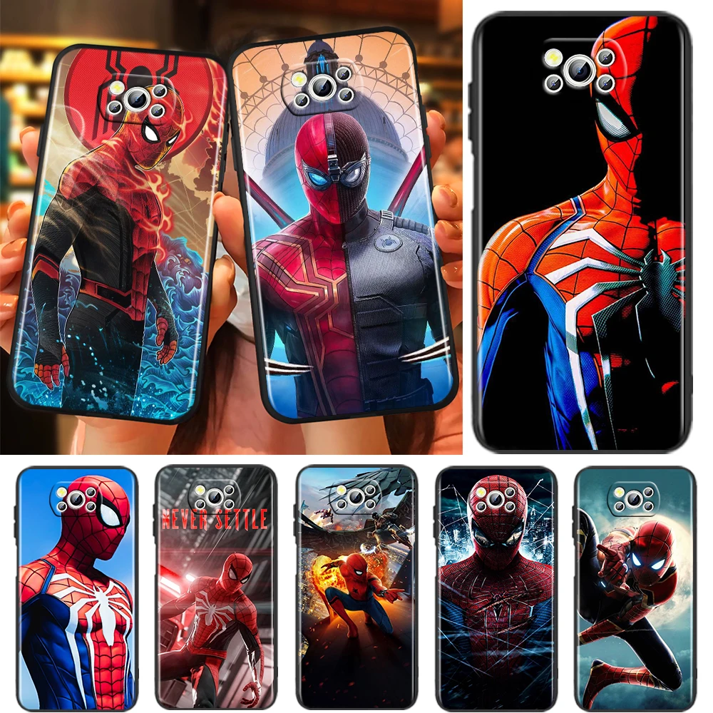 

Marvel Spiderman Avengers Case For Xiaomi Mi Poco X4 X3 NFC F4 F3 GT M5 M5s M4 M3 Pro C40 5G Soft Black Phone Cover Shell Capa