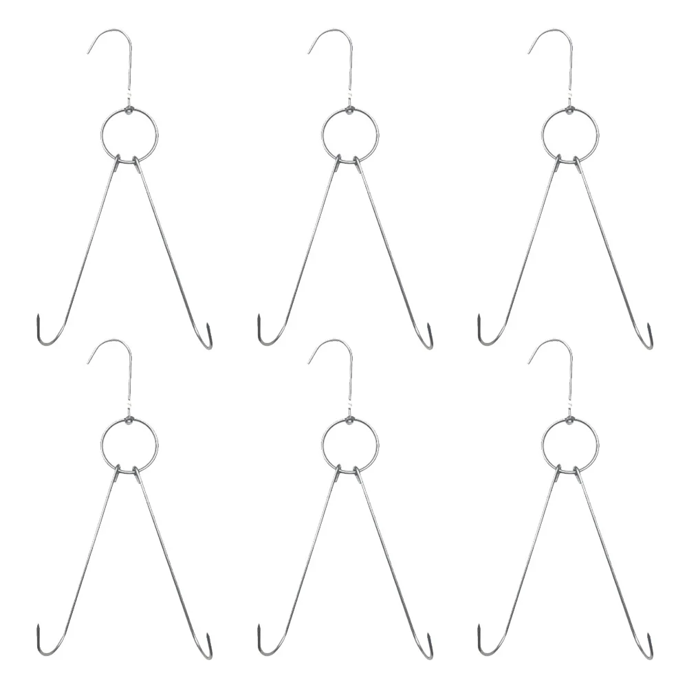 

6 Pcs Clothes Rack Stainless Steel Meat Hook Grill Hooks Coat Double Roast