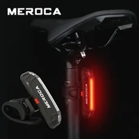 meroca rechargeable usb led bicycle tail light waterproof riding seatpost rear light mountain bike safety warning flashing light