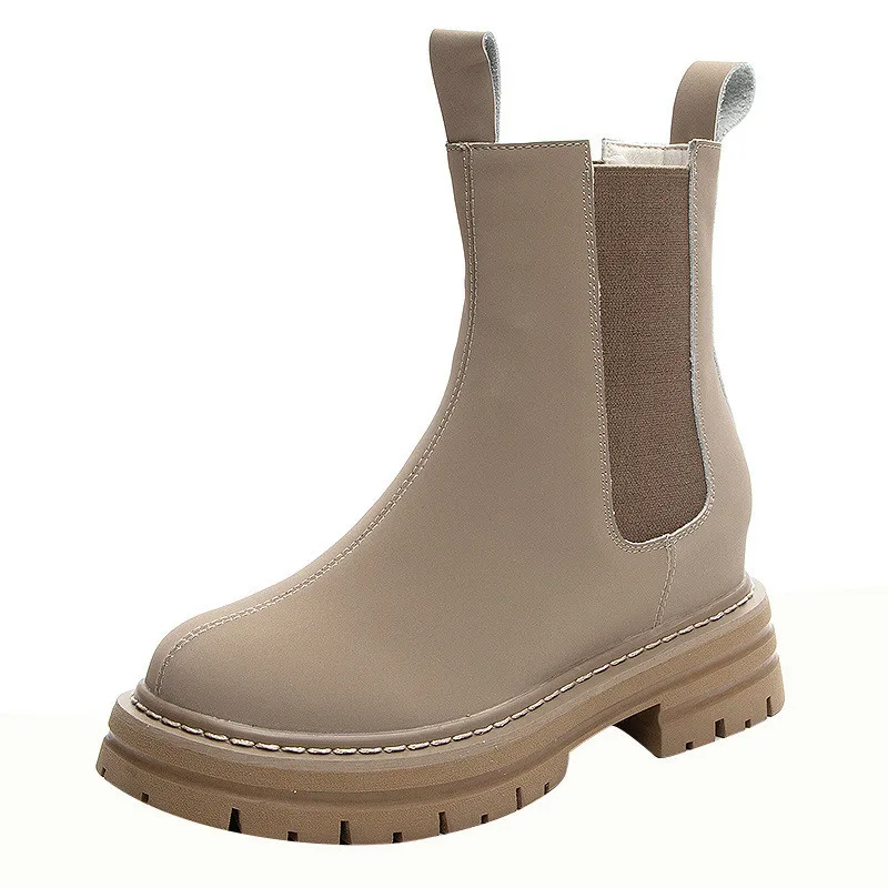 

Женские ботинки челси из натуральной кожи, сезон осень-зима, трендовые женские ботильоны на толстой подошве, Универсальные ботинки мартинс...