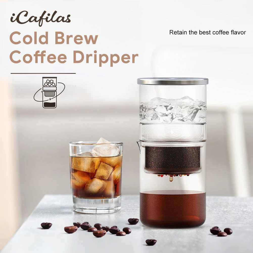 

300ML Practical Glass Coffee Kettle Ice Drip Coffee Pot Filter Glass Percolators Kitchen Barista Dripper Pot Ice Cold Brew Pots