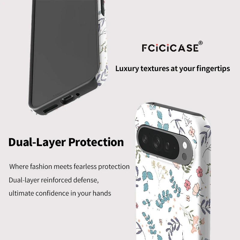 Фото Роскошный противоударный чехол Fcicicase для Google Pixel 10 8 9 Pro 7A 8A 10 9 Pro XL 10A с цветочным узором и бампером №5