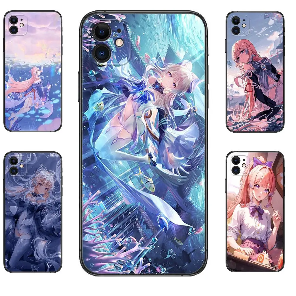 

Kokomi Genshin Impact Black TPU Phone Case for IPhone 14 13 12 11 Pro Max SE XR X XS Max 8Plus 7plus 6 6S New Shell Phone Cover