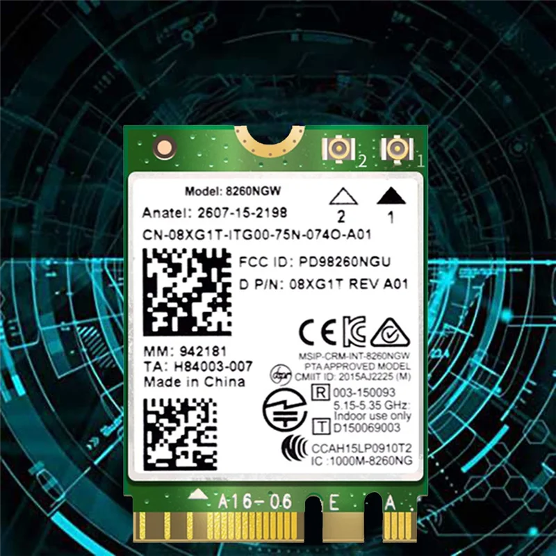 8260 8260NGW Wi-Fi карта + 2 антенны 4G/5Ghz 867M Bluetooth 4 NGFF M.2 WiFi модуль беспроводной карты для Intel