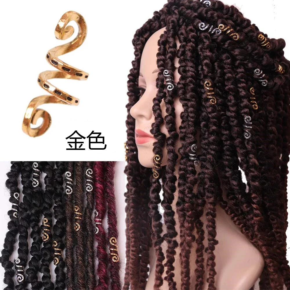 

DIY alloy spring Reggae headdress dirty braid wig BEADED HAIR circle spring braid retro alloy hair circle salon accessories