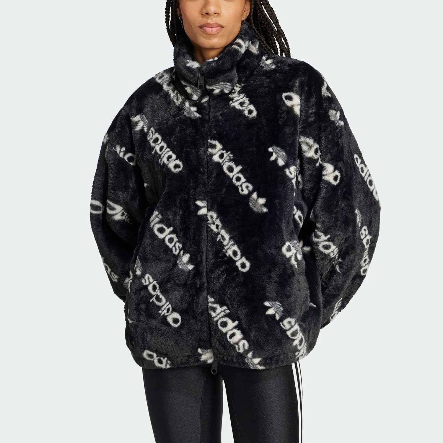 Фото Adidas оригинальное женское модное теплое пальто из искусственного меха IW5920 №1