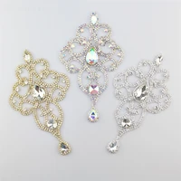 rhinestone embellishments 1pcs ab color crystal applique epaulet used in shoulder for the wedding dress clothing accessories