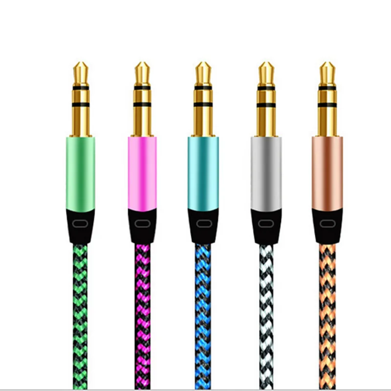 

NEWCE Car Aux Cord 1m Nylon Jack Audio Cable 3.5 mm to 3.5mm Aux Cable Male to Male Cloth Audio Aux Cable Gold Plug for iphone s