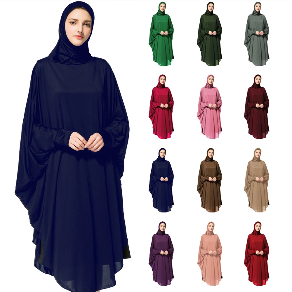 

Eid Hooded Women Prayer Garment Dress Muslim Overhead Long Hijab Abaya Khimar Arab Islam Clothing Full Cover Burqa Nikab Jilbab