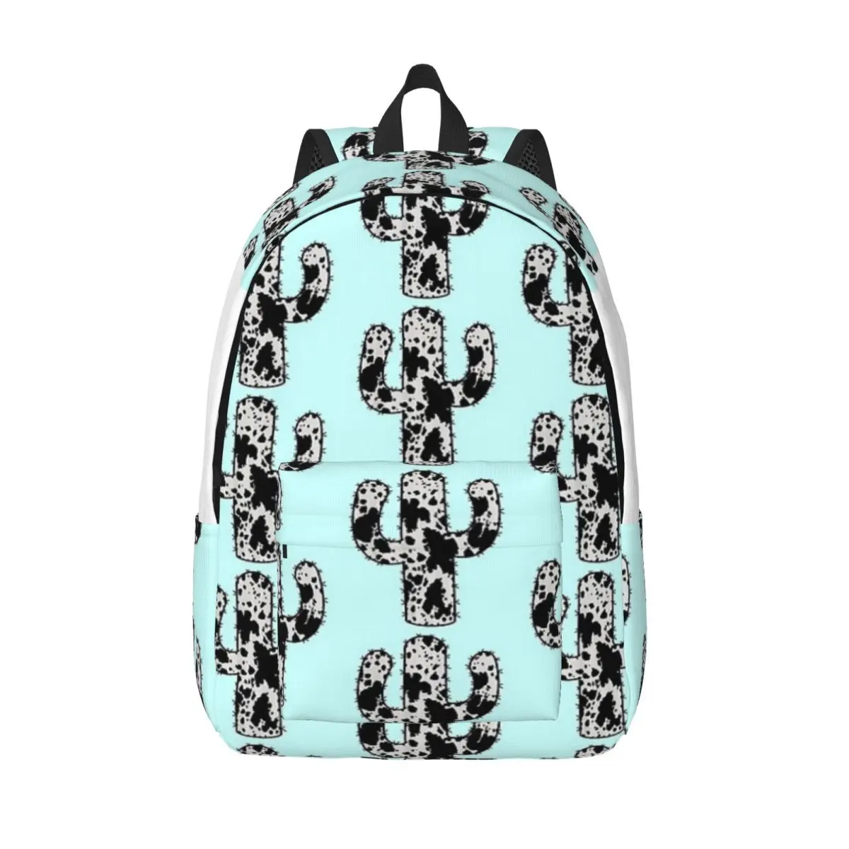 Кактус с принтом коровы Простой и стильный рюкзак Холщовый Мужской